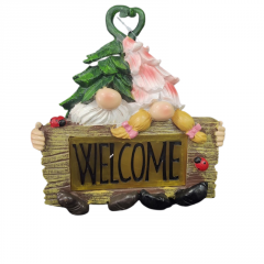 Gnomes in Love Solar Welcome Sign